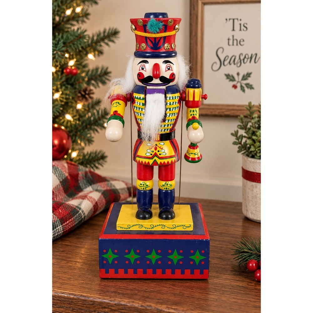 Vintage 1996 House of Lloyd Musical Nutcracker Wood Soldier Christmas Decor 11"